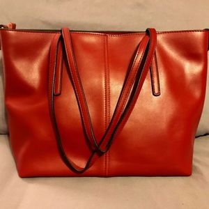 Red Leather Tote Purse